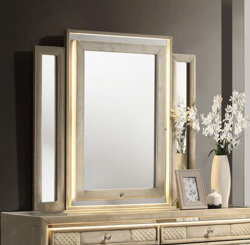 Lorient - LED Dresser Mirror - Ivory And Camel - JaxCo Furniture