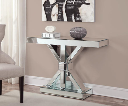 Lurlynn - X-Shaped Mirrored Entryway Console Table - Silver - JaxCo Furniture