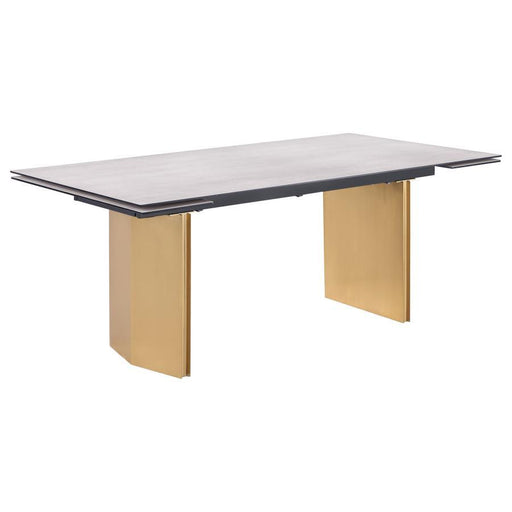 Vesa - Glass Top Extension Dining Table - Beige - JaxCo Furniture