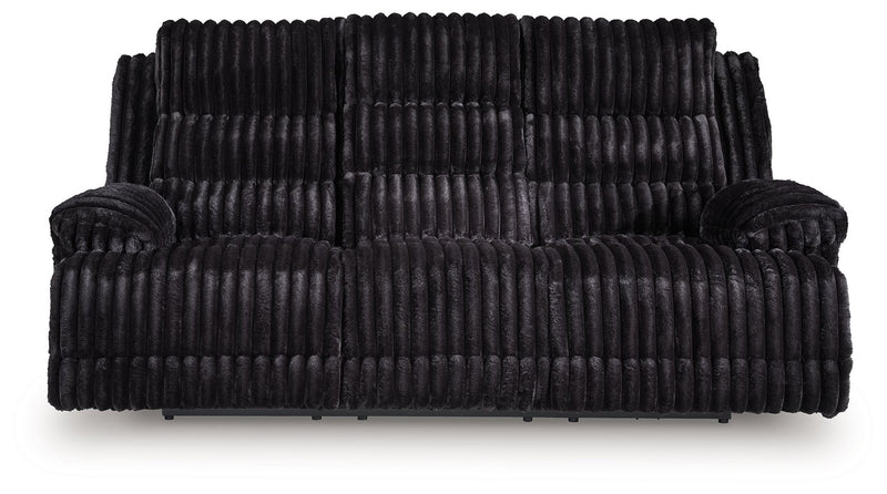 Rhine Falls - Onyx - Reclining Power Sofa With Drop Down Table - JaxCo Furniture