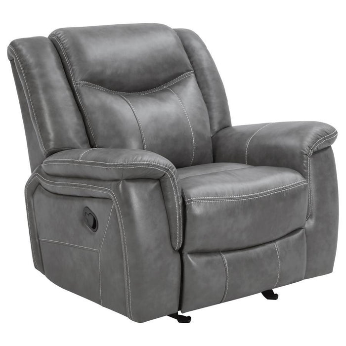 Conrad - Upholstered Padded Arm Glider Recliner - Gray - JaxCo Furniture