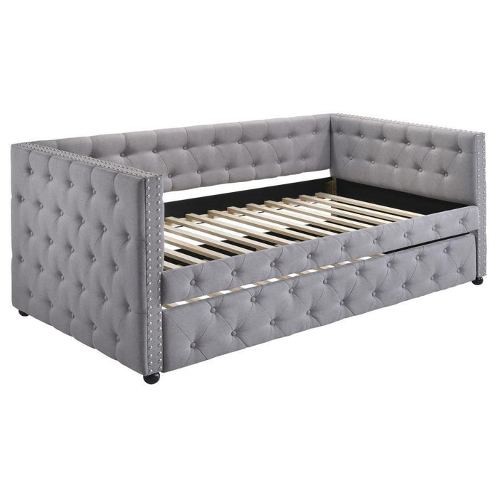 Mockern - Upholstered Twin Daybed With Trundle - Gray - JaxCo Furniture