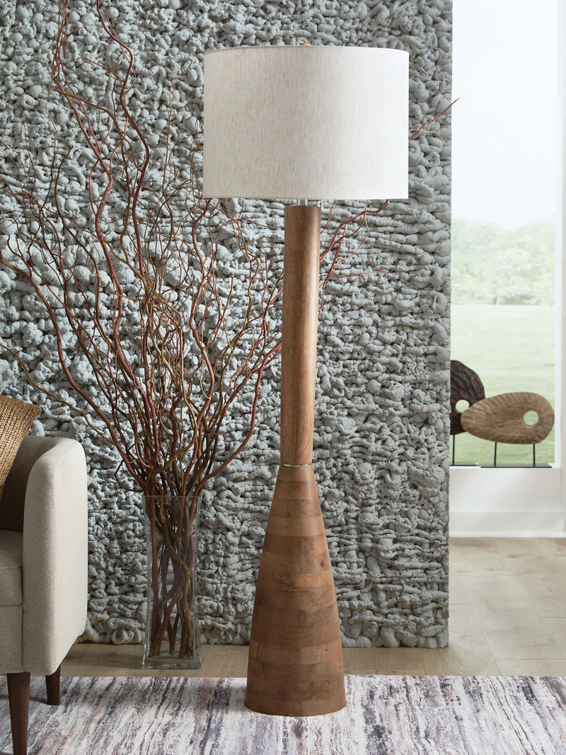 Ailsa - Natural Brown - Wood Floor Lamp - JaxCo Furniture