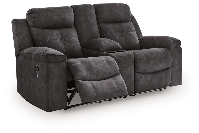 Brysonview - Double Reclining Loveseat With Console - Charcoal - JaxCo Furniture