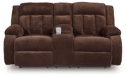 Free Wake - Chocolate - Double Relcining Power Loveseat With Console - JaxCo Furniture