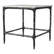 Ebby - Square Genuine Marble Top Metal End Table - White - JaxCo Furniture