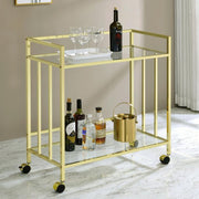 Cara - 2-tier Rectangular Glass Shelf Metal Bar Cart - JaxCo Furniture