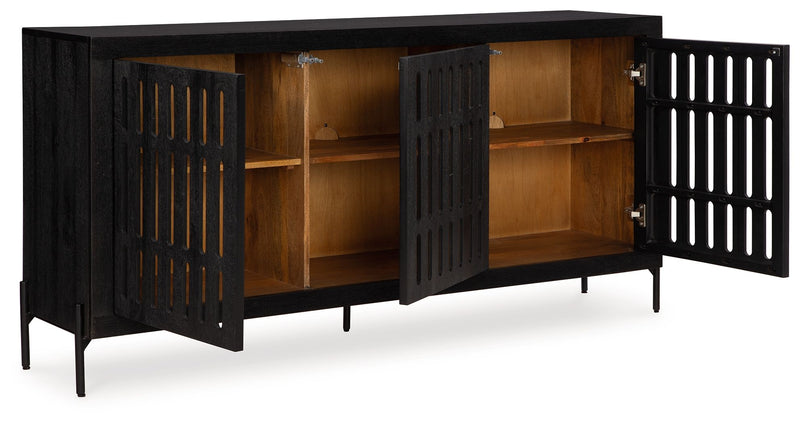 Vallisburg - Black / Natural - Accent Cabinet - JaxCo Furniture
