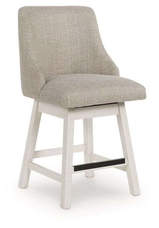 Robbinsdale - Antique White - Upholstered Swivel Curved Back Barstool (Set of 2) - JaxCo Furniture