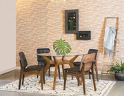 Paxton - Round Glass Top Wood Dining Table - Nutmeg - JaxCo Furniture