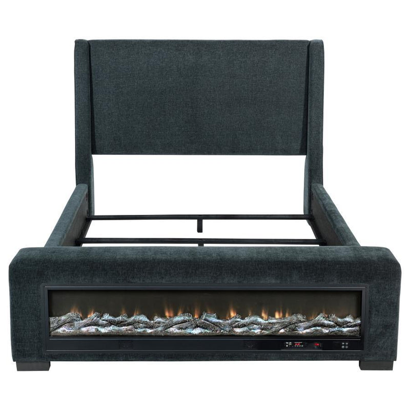 Preston - Upholstered Audio Flame Visualizer Bed - JaxCo Furniture