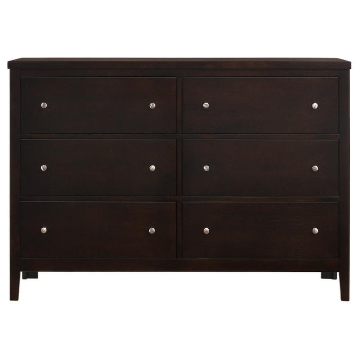 Carlton - 6-Drawer Dresser - Cappuccino - JaxCo Furniture