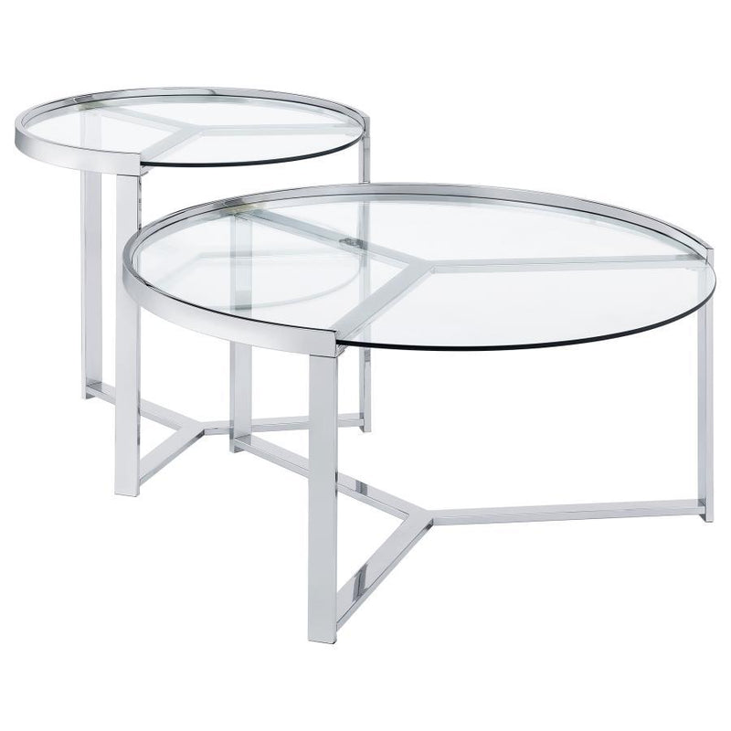 Delia - 2 Piece Round Glass Top Nesting Coffee Table - JaxCo Furniture