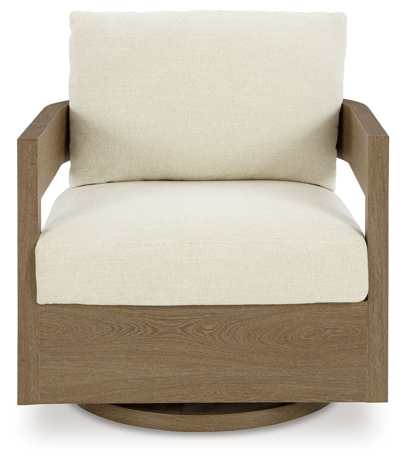 Serene Bay - Dark Brown / White - Swivel Glider Chair With Cushion - JaxCo Furniture