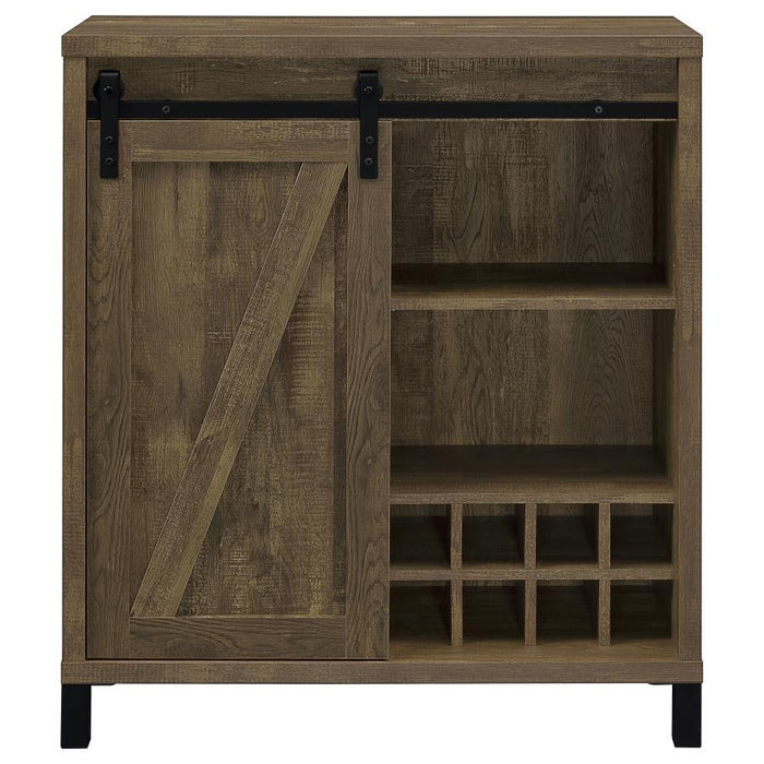 Arlington - Sliding Door Home Bar Wine Cabinet - Rustic Oak - JaxCo Furniture