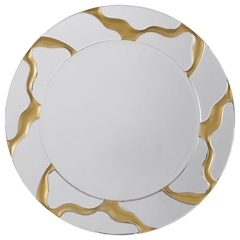 Dorinda - Round Kintsugi Style Wall Mirror - Gold - JaxCo Furniture