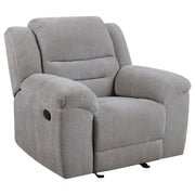 Gilson - Chenille Upholstered Reclining Glider Recliner - Gray - JaxCo Furniture