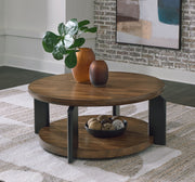 Kraeburn - Brown / Black - Round Cocktail Table - JaxCo Furniture