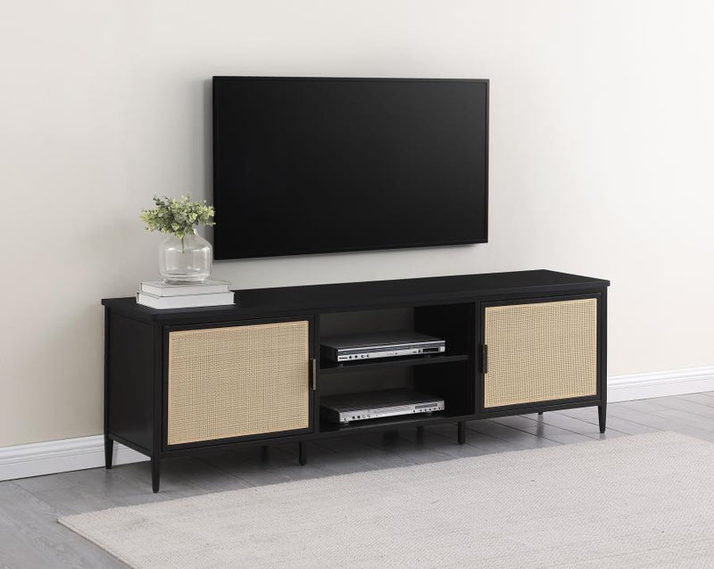 Amherst - 70" 2-Door Metal TV Stand Media Console - Black - JaxCo Furniture
