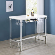 Norcrest - Acrylic Leg Bar Table - White High Gloss - JaxCo Furniture