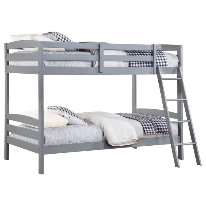 Rhea - Wood Twin Over Twin Bunk Bed - Gray - JaxCo Furniture