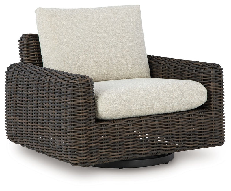 Kimora - Beige / Dark Brown - Swivel Glider Lounge With Cushion - JaxCo Furniture