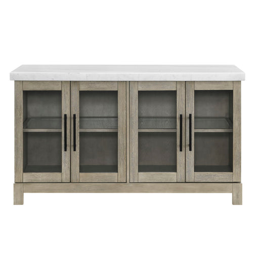 Csrena - Lighted White Marble Sideboard - Brown - JaxCo Furniture