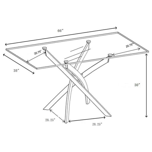 Carmelo - Rectangular Glass Top Dining Table - Chrome - JaxCo Furniture