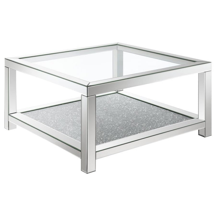 Valentina - 1-Shelf Square Glass Top Coffee Table - Silver - JaxCo Furniture