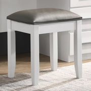 Felicity - Upholstered Vanity Stool - Metallic And Glossy White - JaxCo Furniture