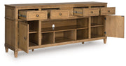 Sharlance - Light Brown - XL TV Stand With Fireplace Option - JaxCo Furniture