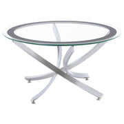 Brooke - Round Glass Top Coffee Table Metal Base - JaxCo Furniture
