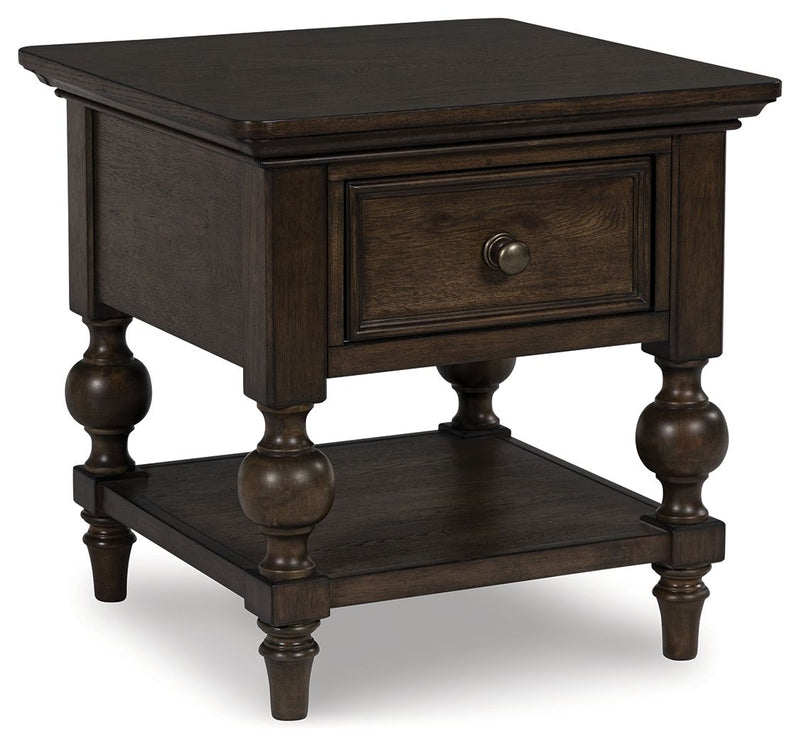 Veramond - Dark Brown - Square End Table - JaxCo Furniture