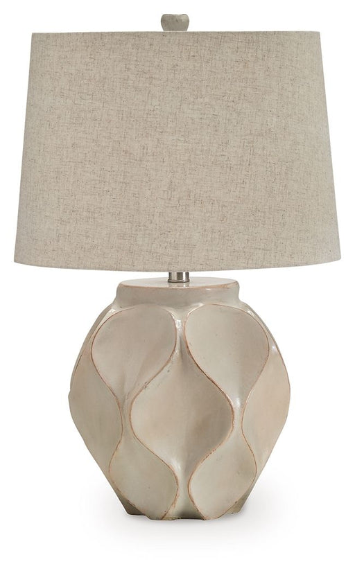 Edselham - Distressed Cream - Paper Table Lamp - JaxCo Furniture