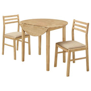 Bucknell - 3 Piece Round Drop Leaf Dining Table Set - JaxCo Furniture