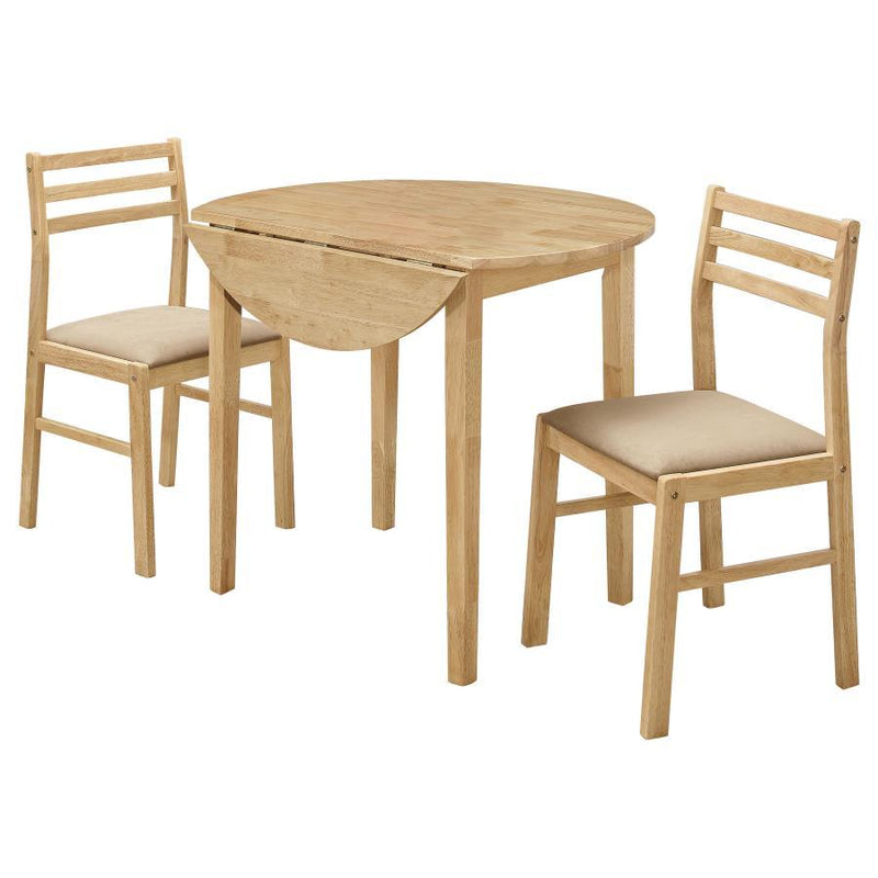 Bucknell - 3 Piece Round Drop Leaf Dining Table Set - JaxCo Furniture