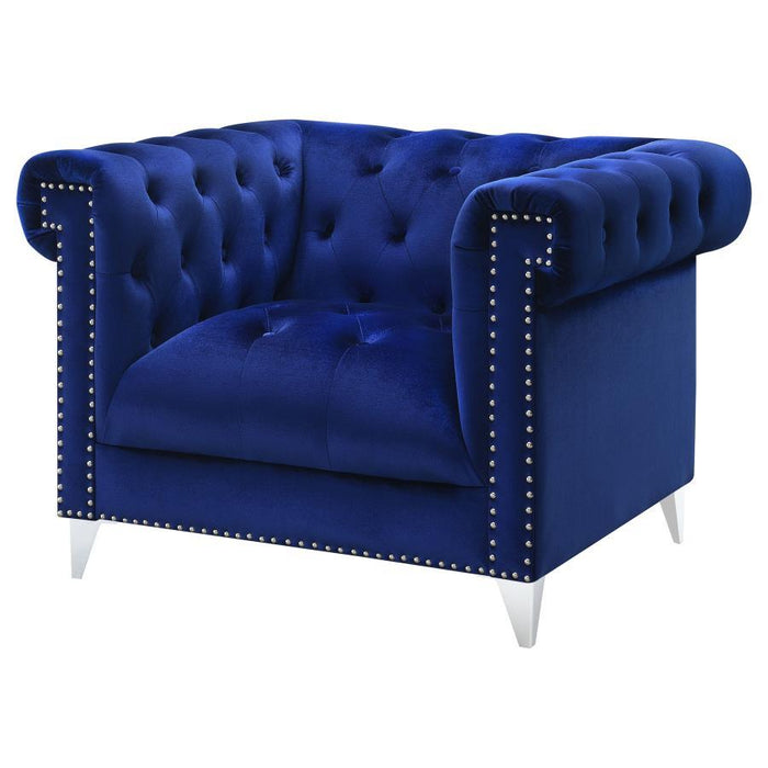 Bleker - Upholstered Tuxedo Arm Tufted Accent Chair - Blue - JaxCo Furniture