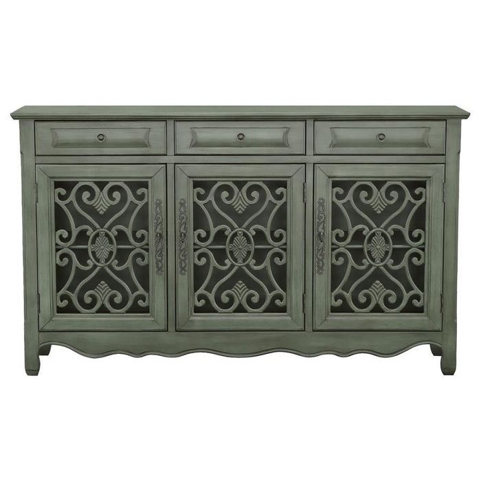 Madeline - 3-Drawer Scrollwork Accent Cabinet - Antique Green - JaxCo Furniture