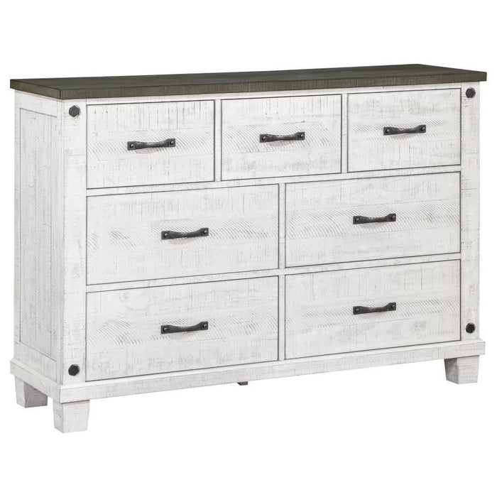 Lilith - 7-Drawer Dresser - Distressed White - JaxCo Furniture