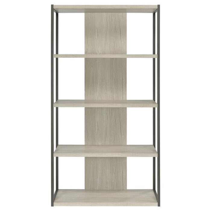 Loomis - 72" 4-Shelf Bookshelf - Whitewashed Gray - JaxCo Furniture