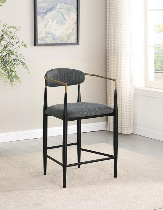 Tina - Metal Counter Height Bar Stool With Upholstered Back And Seat (Set of 2) - JaxCo Furniture