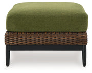 Horizon Hall - Brown / Green - Ottoman With Cushion - JaxCo Furniture