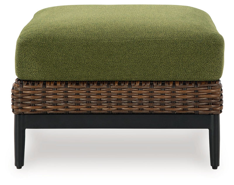 Horizon Hall - Brown / Green - Ottoman With Cushion - JaxCo Furniture