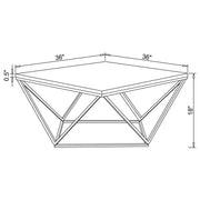 Meryl - Square Faux Marble Top Coffee Table - White And Gold - JaxCo Furniture