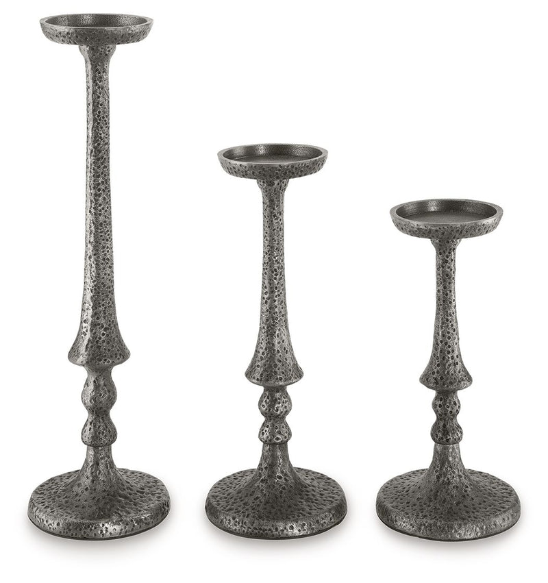 Eravell - Pewter Finish - Candle Holder Set (Set of 3) - JaxCo Furniture