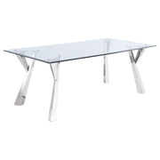 Alaia - Rectangular Glass Top Dining Table - Chrome - JaxCo Furniture