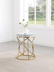 Elise - Round Mirror Top Stainless Steel End Table - Gold - JaxCo Furniture