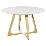 Gwynn - Round Marble Stainless Steel Dining Table - Gold - JaxCo Furniture