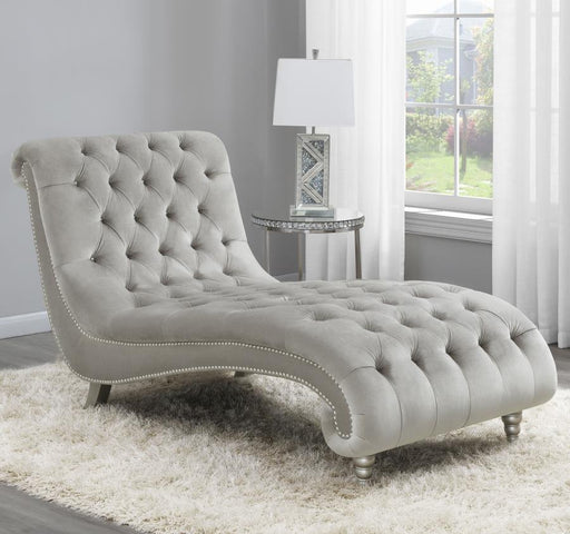 Lydia - Velvet Upholstered Tufted Chaise - Gray - JaxCo Furniture