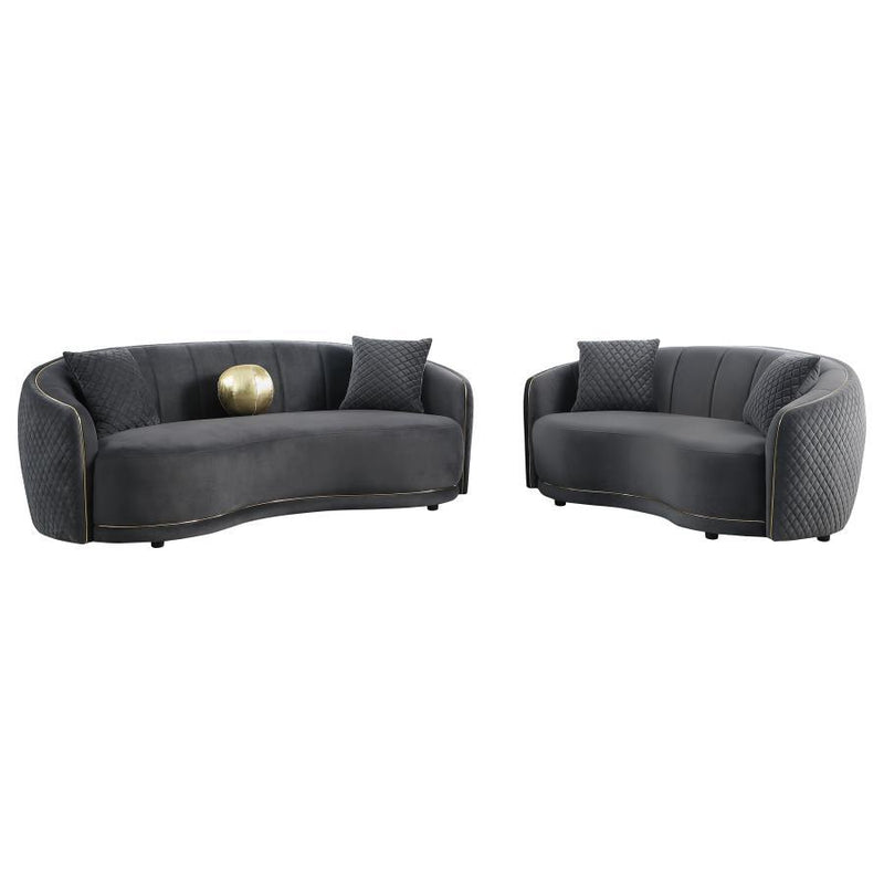 Brookside - 2 Piece Velvet Upholstered Sofa Set - Dark Gray - JaxCo Furniture